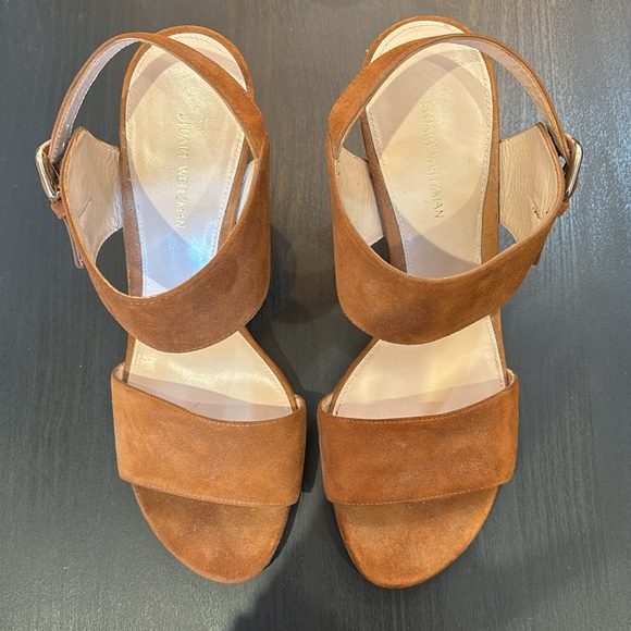 Stuart Weitzman Suede Block Heel Sandals 9 NWOT - Picture 2 of 4